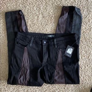 Joe’s jeans drea skinny ankle black with leather